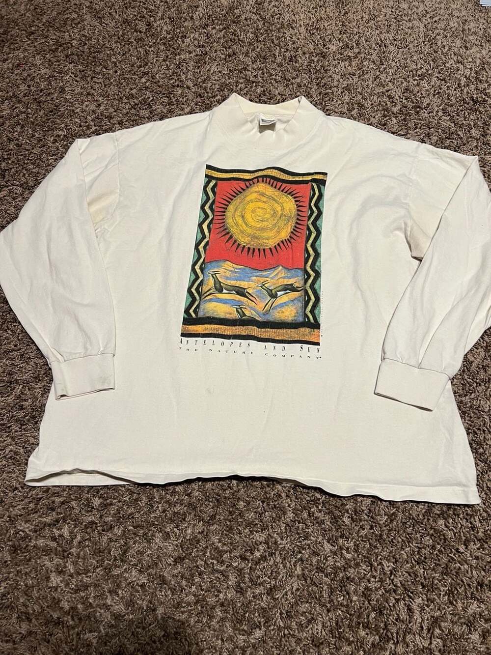 Vintage 90s The Nature Company Antelopes and Sun Long Sleeve Shirt XL